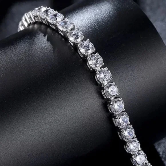 NEW 925 STERLING SILVER 5MM DIAMOND BRACELET, NICE BRACELET, CUTE BRACELET - Picture 4 of 5